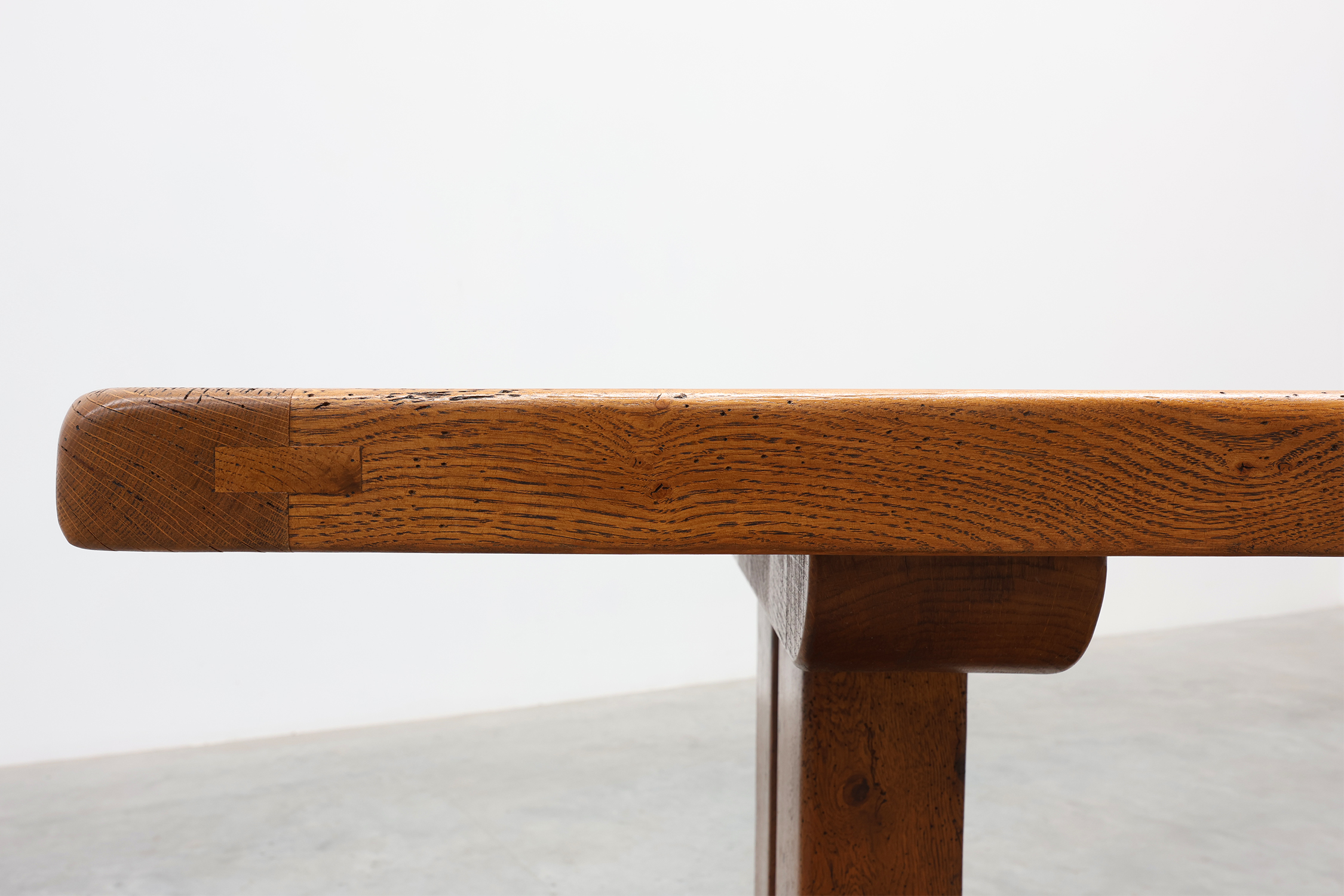 Solid oak trestle table with pegged stretcher, France, 20th centurythumbnail
